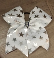 White and silver stars bow